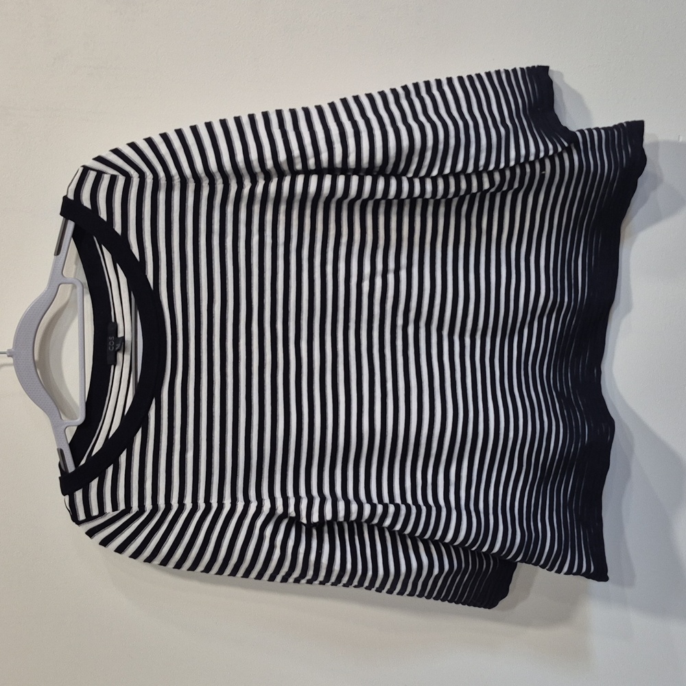 COS Womens MED Monochrome Striped Knit Top